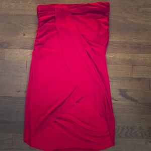 High Waist Draped Skirt in Red